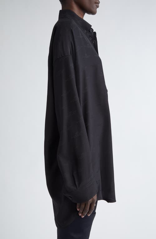 Shop Balenciaga Bb Monogram Cocoon Silk Button-down Shirt In 1000 Black