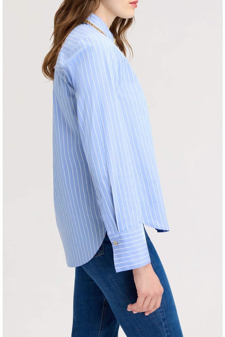 Embellished Collar Striped Button-Up Shirt, Alternate, color, CAPRI STRIPE