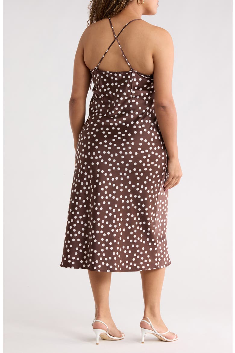 Polka Dot Satin Slipdress, Alternate, color, BROWN