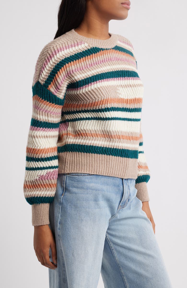 NYC Knits by the Sweater Dept Stripe Balloon Sleeve Crewneck Sweater, Alternate, color,