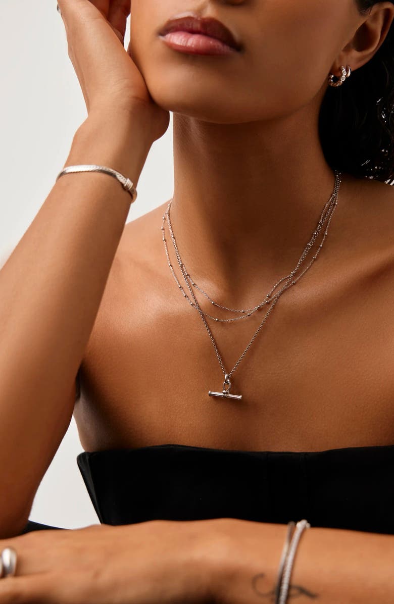 Missoma Ridge T-Bar Pendant Necklace, Alternate, color, Silver