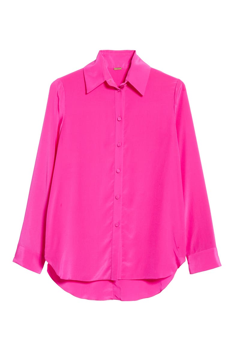 Silk Crêpe de Chine Blouse, Alternate, color, HOT PINK