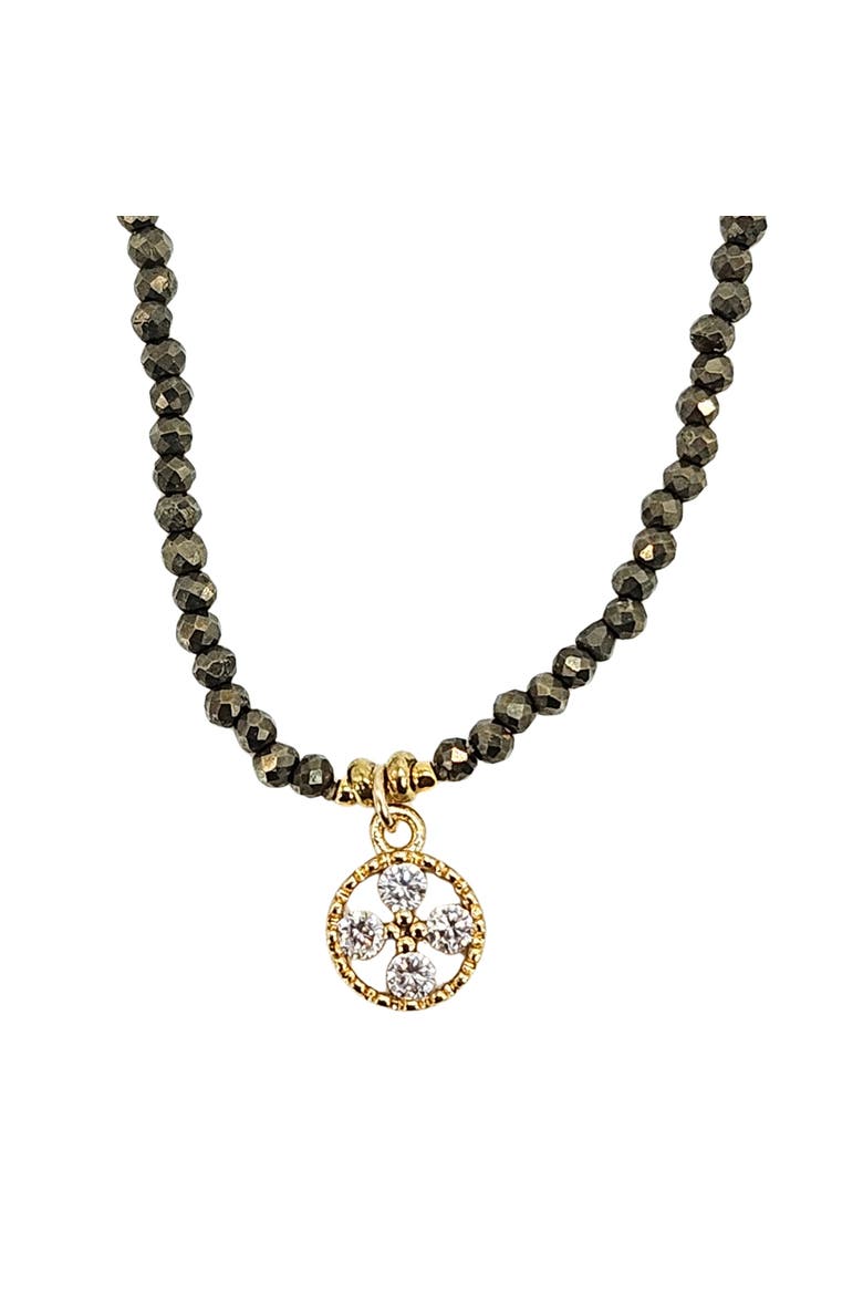 Faceted Beaded Charm Necklace, Alternate, color, bronze