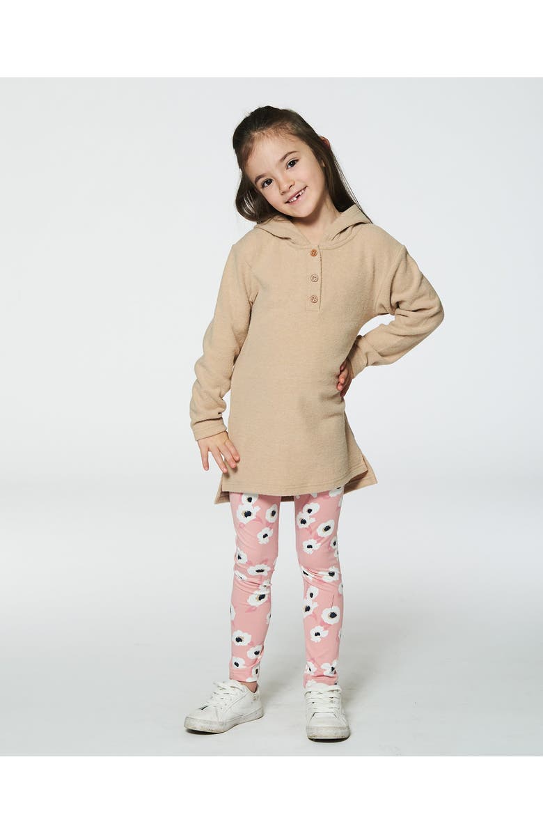 Deux par Deux Little Girl's Hooded Rib Tunic Beige, Alternate, color, 