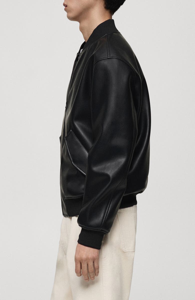 MANGO Faux Leather Bomber Jacket, Alternate, color, 