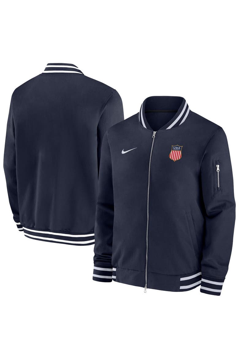 Men's Nike Navy US Hockey 2026 Full-Zip Bomber Jacket (Men