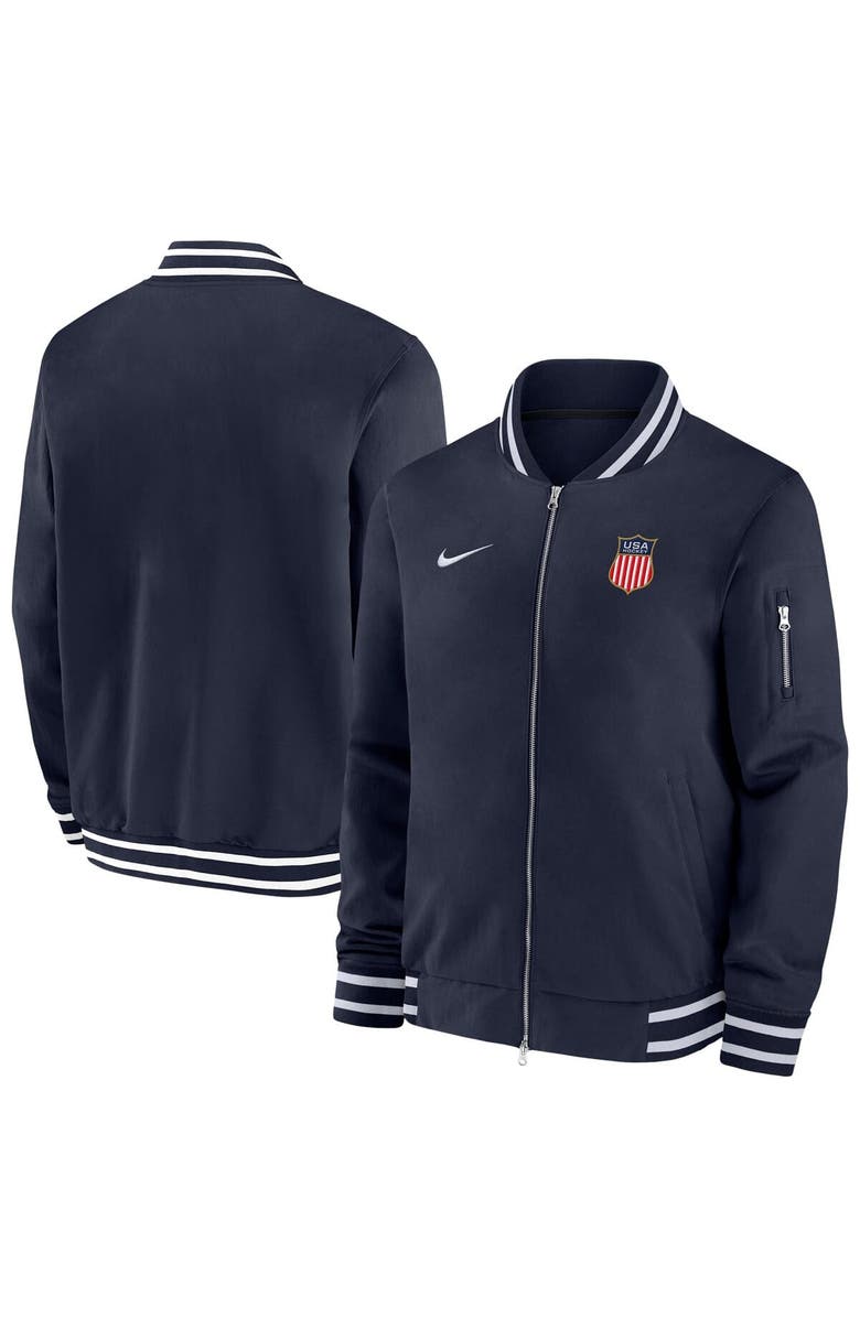 Nike Men's Nike  Navy US Hockey 2026 Full-Zip Bomber Jacket, Main, color, Navy