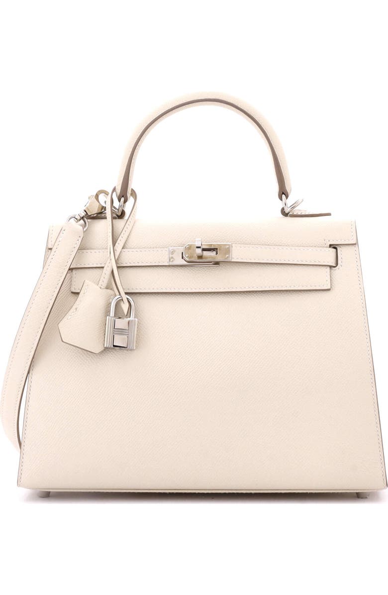 Pre-Owned Hermes Kelly Handbag Light Epsom with Palladium Hardware 25, Main, color, Craie