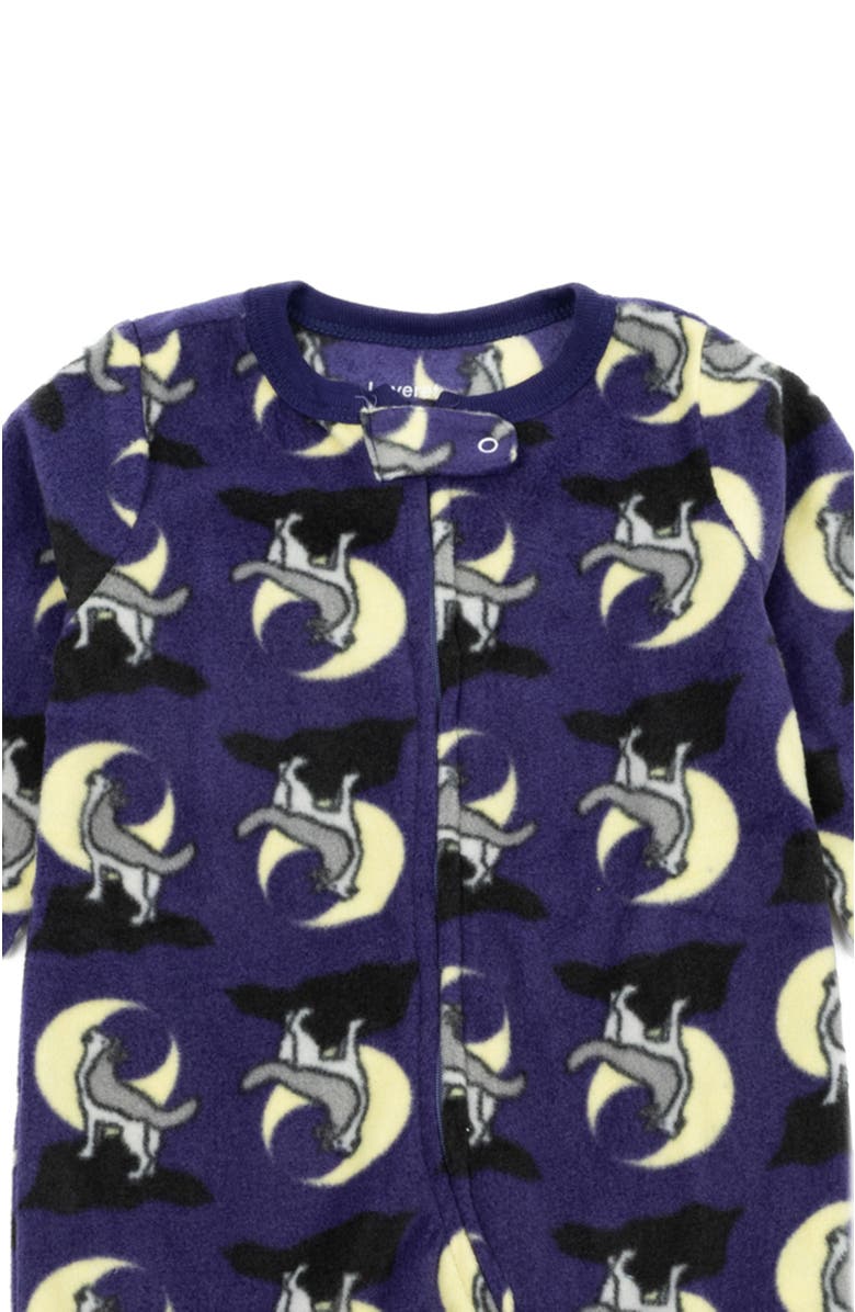 Leveret Footed Fleece Printed Matching Family Holiday Pajamas, Alternate, color, Wolf