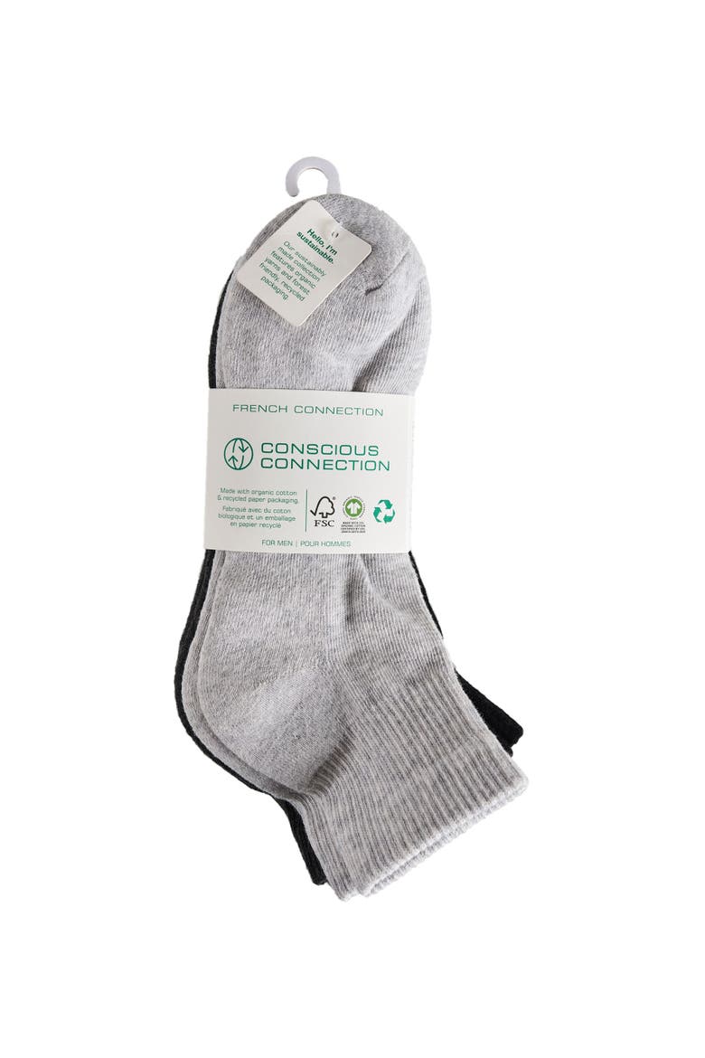 Organic Cotton Half Cushion Quarter Sock 5-Pack, Alternate, color, Grey White Black