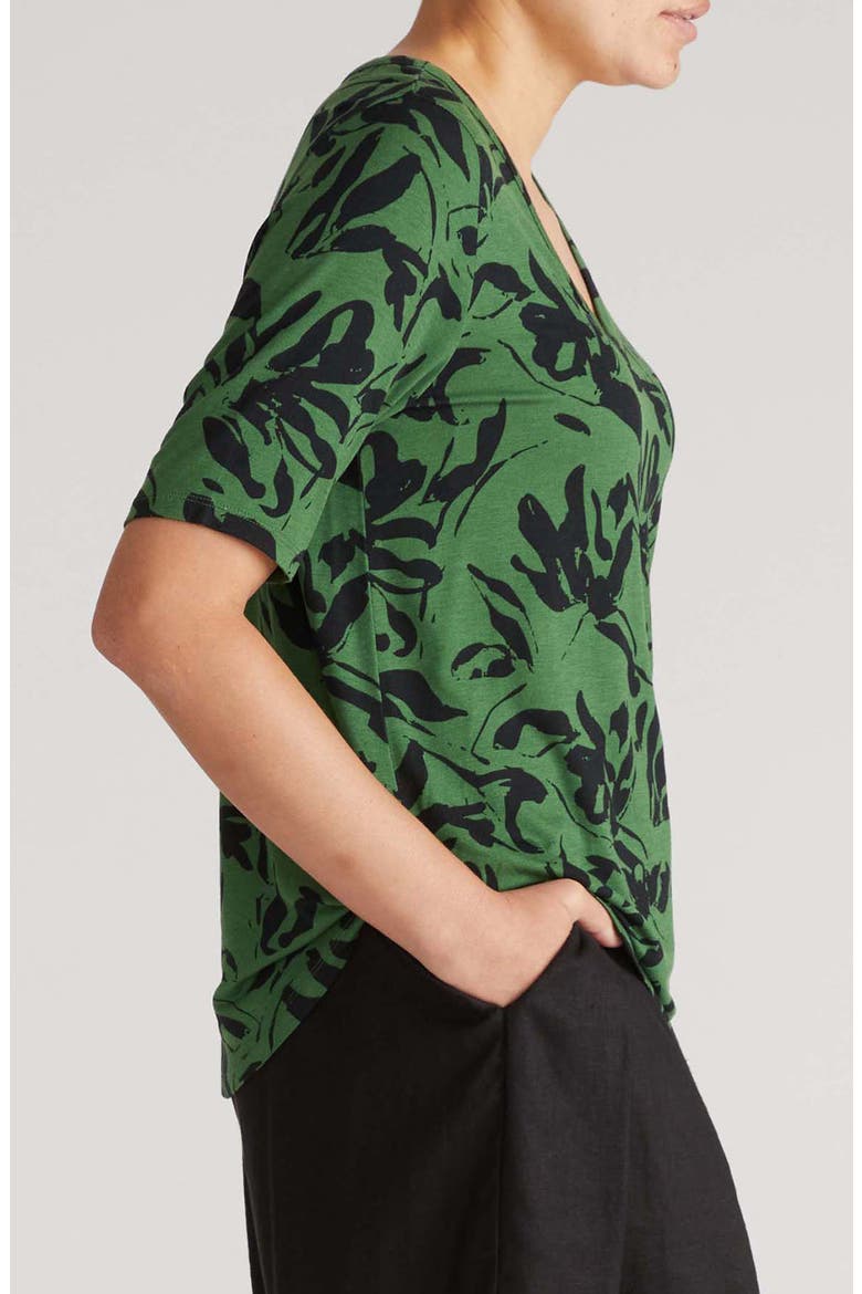 Lily Liquid Jersey V-Neck T-Shirt, Alternate, color, GREEN SGRAFITTO PRINT