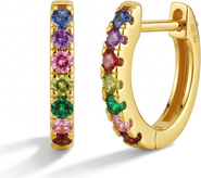 In Season Jewelry Multicolor Encrusted CZ Plated Hoop Earrings