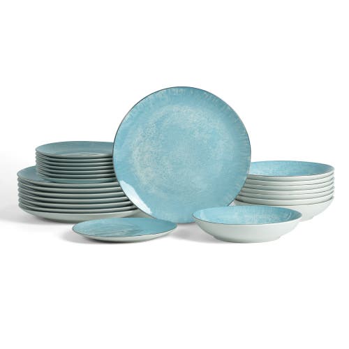 Christian Siriano Onyx 24-Piece Dinnerware Set Porcelain, Service for 8 in Blue And Gold at Nordstrom