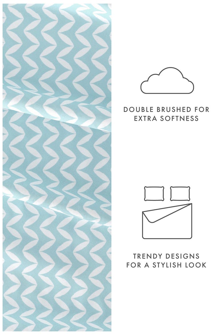 HOME SPUN Premium Ultra Soft Puffed Chevron Pattern 4-Piece Bed Sheet Set, Alternate, color, LIGHT BLUE
