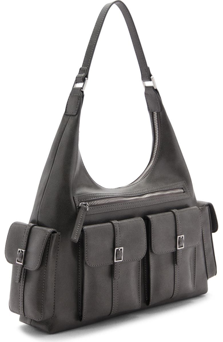 MANGO Cargo Pocket Faux Leather Shoulder Bag, Alternate, color,