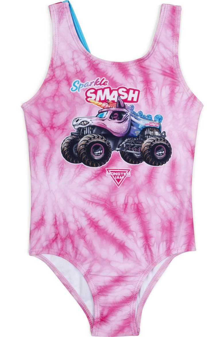 Sparkle Smash One Piece Bathing Suit UPF 50+, Main, color, Pink Sparkle Smash