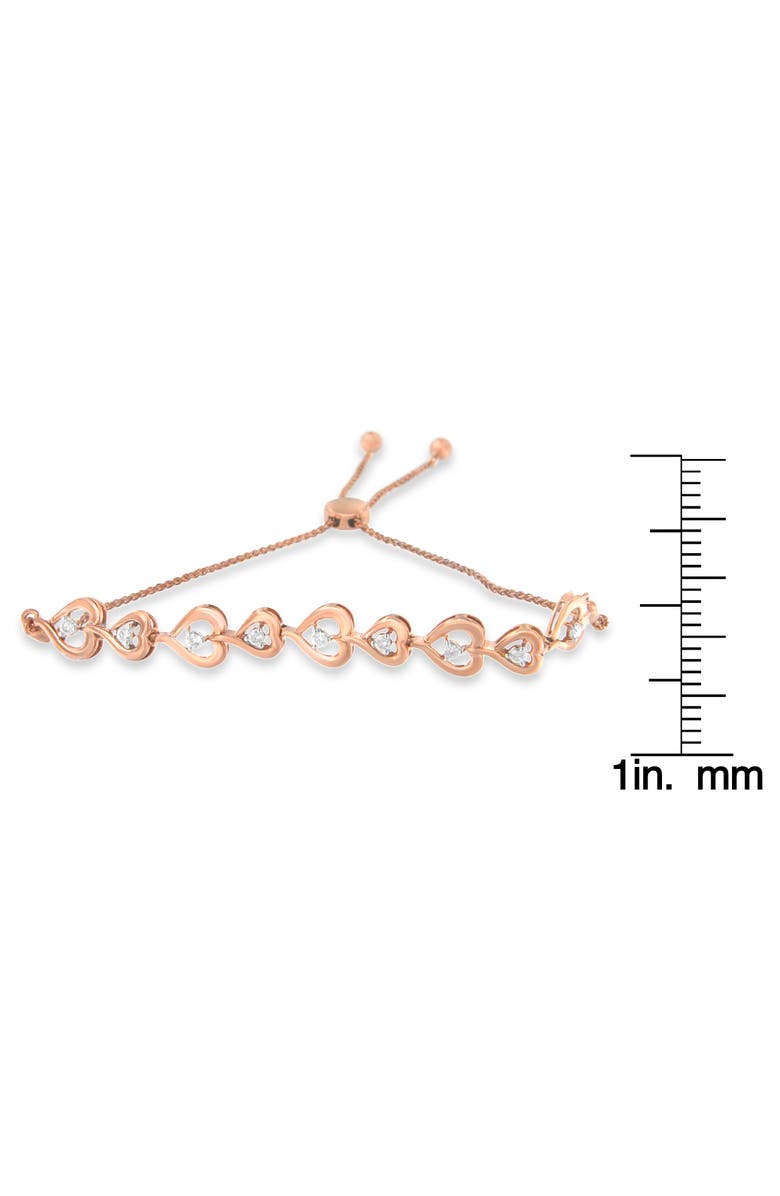 Haus of Brilliance Rose Plated Silver Diamond Heart-Linked Bolo Bracelet, Alternate, color, Pink