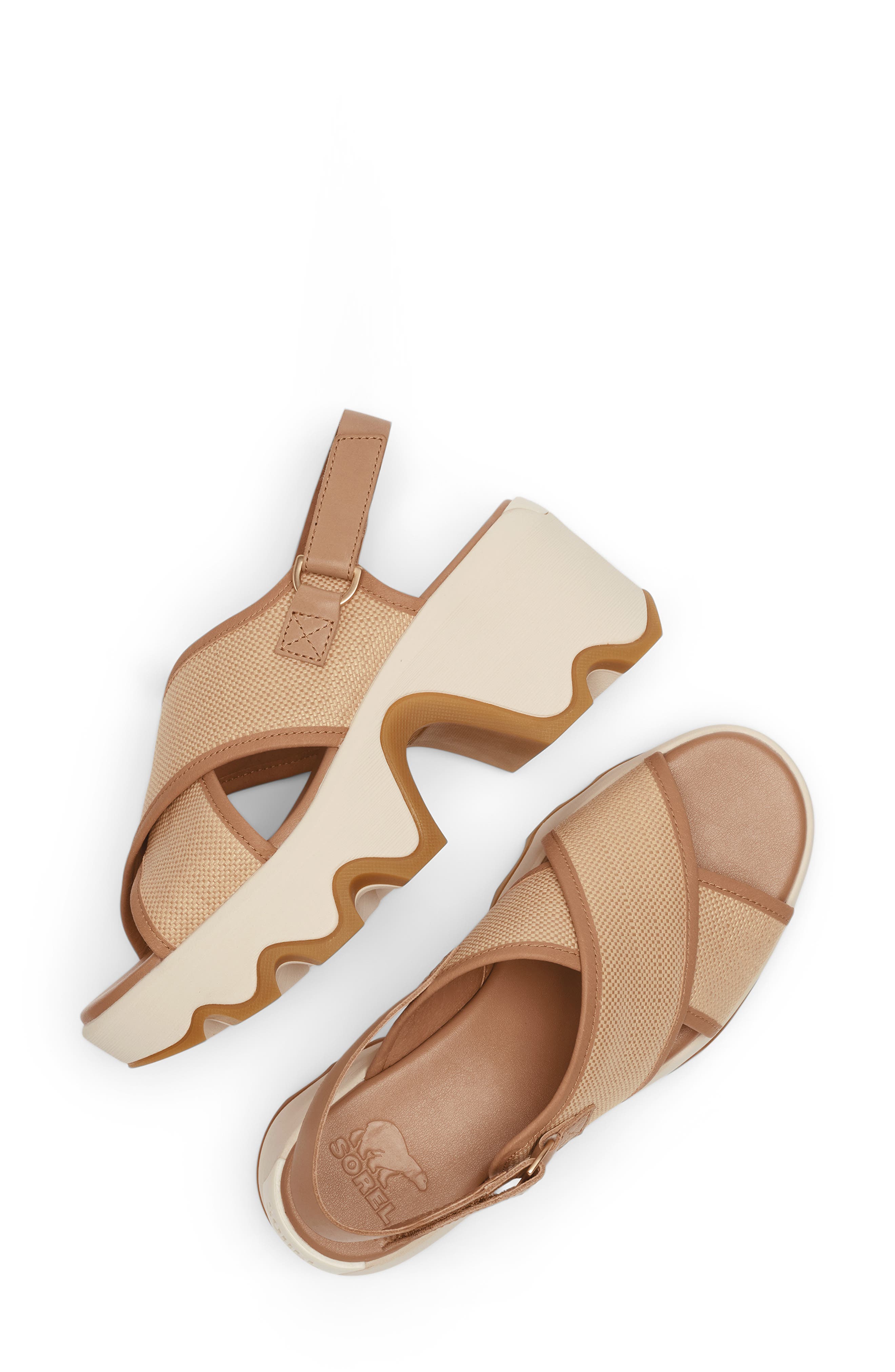 SOREL Kinetic<sup>™</sup> Aura Slingback Platform Sandal, Alternate, color, Honest Beige/ Gum 16