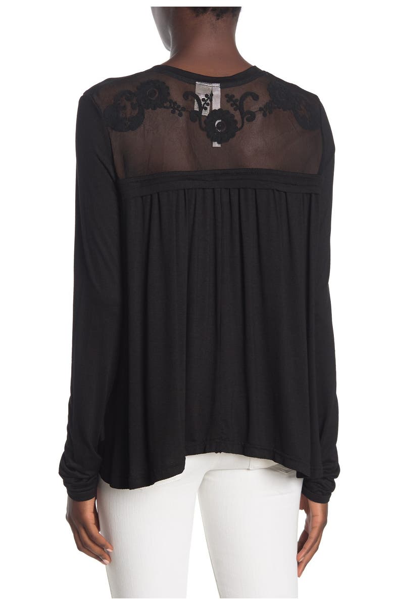 Forgotten Grace Embroidered Mesh Trim Front Button Blouse, Alternate, color, 