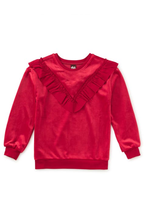 Velour Ruffle Tunic Top (Toddler, Little Kid & Big Kid)