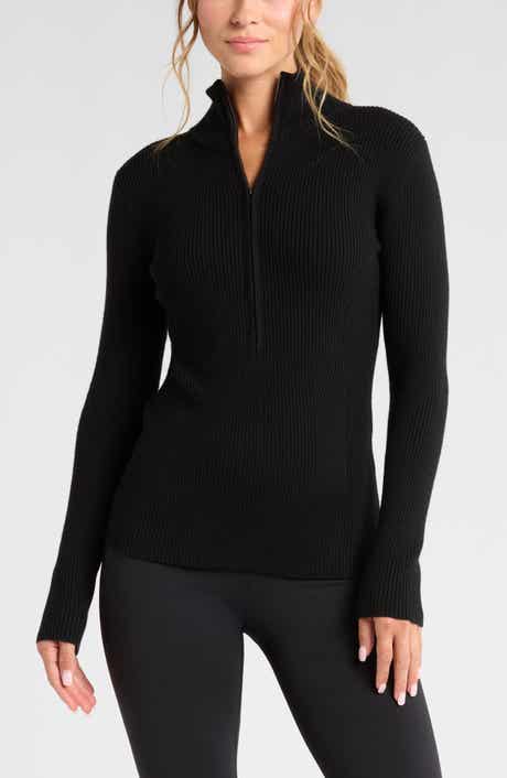 Zella Après Ski Half Zip Rib Sweater