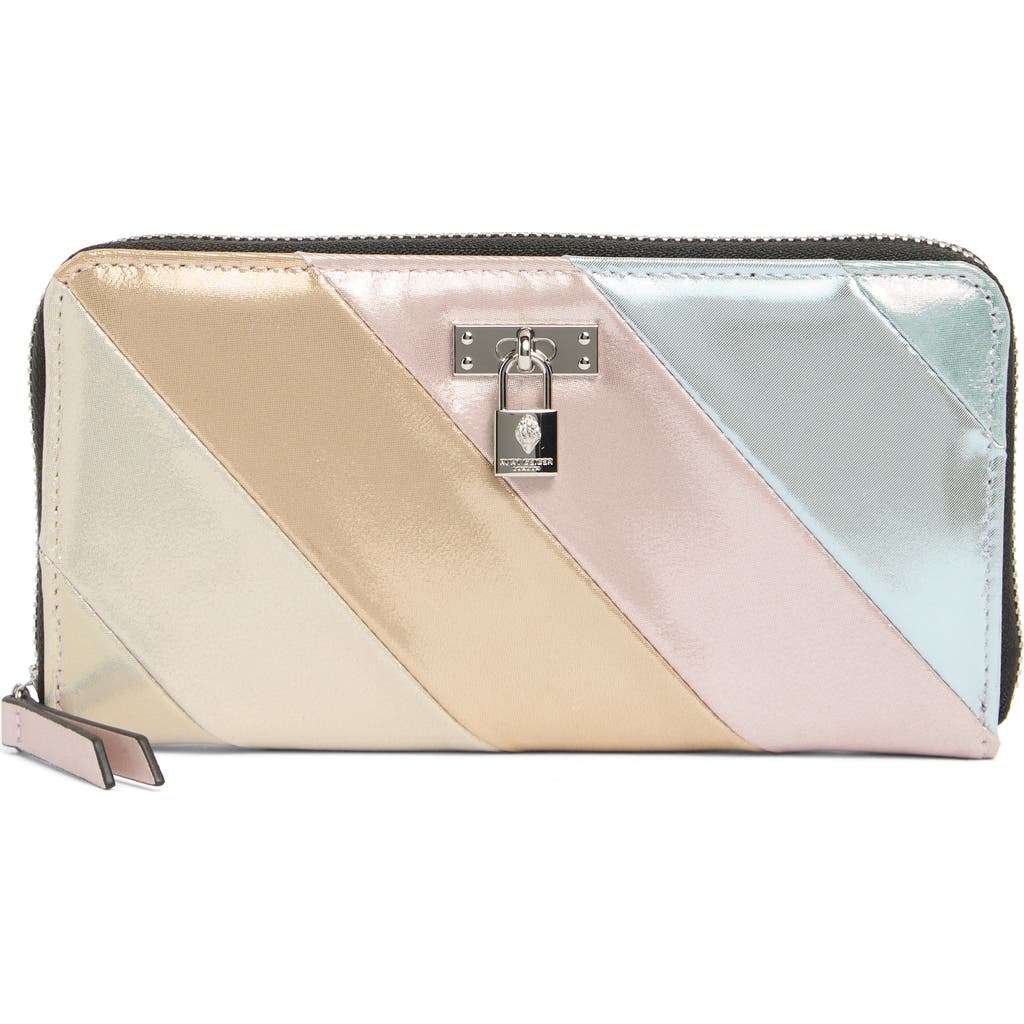 KURT GEIGER KURT GEIGER LONDON STRIPE LEATHER ZIP AROUND WALLET