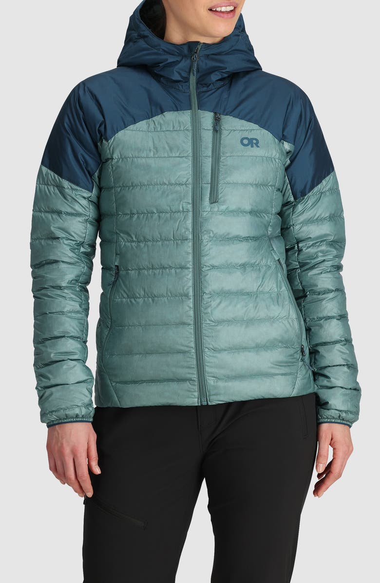 Outdoor Research Helium 800 Fill Power Down Hooded Jacket, Main, color, Neptune/ Harbor