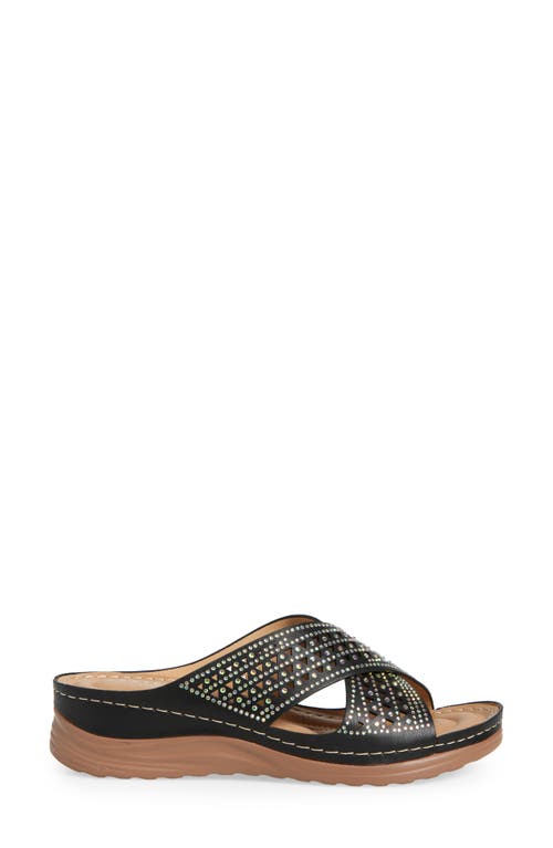 Extreme By Eddie Marc Rhinestone Crisscross Wedge Sandal