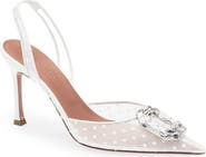 Amina Muaddi Camelia Swiss Dot Slingback Pump