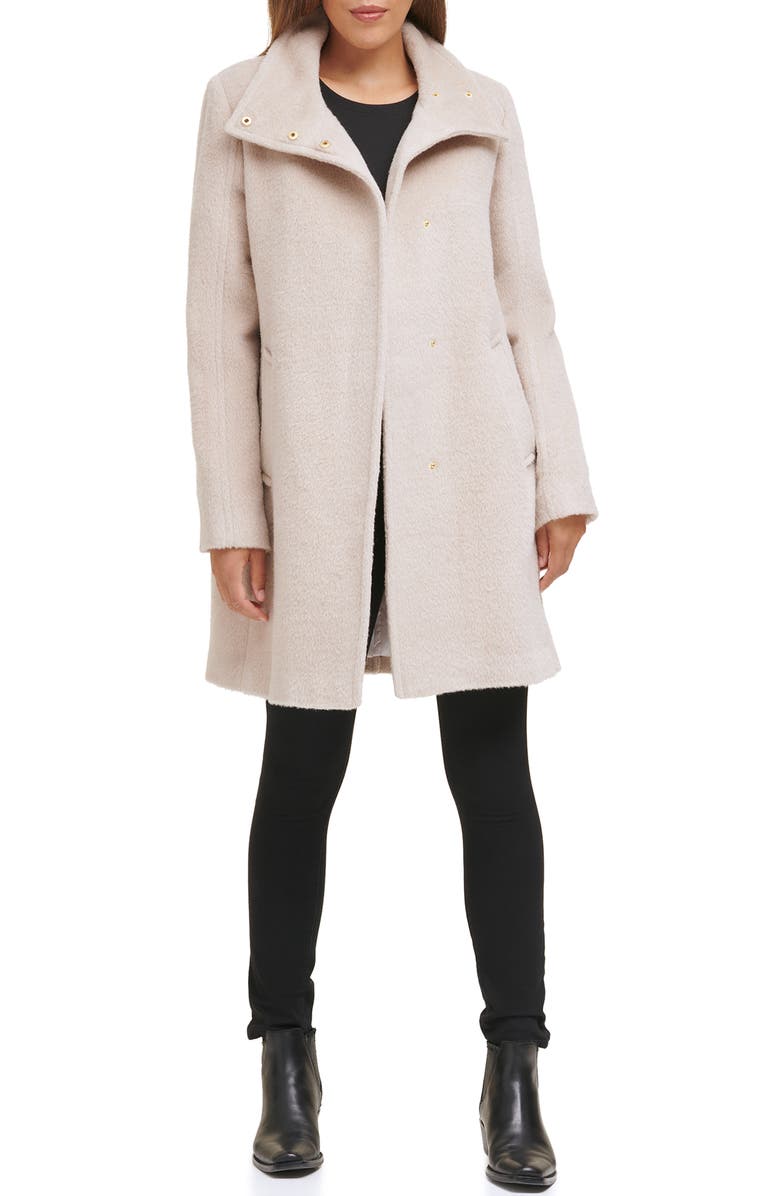 Cole Haan Stand Collar Wool Blend Coat, Main, color, 