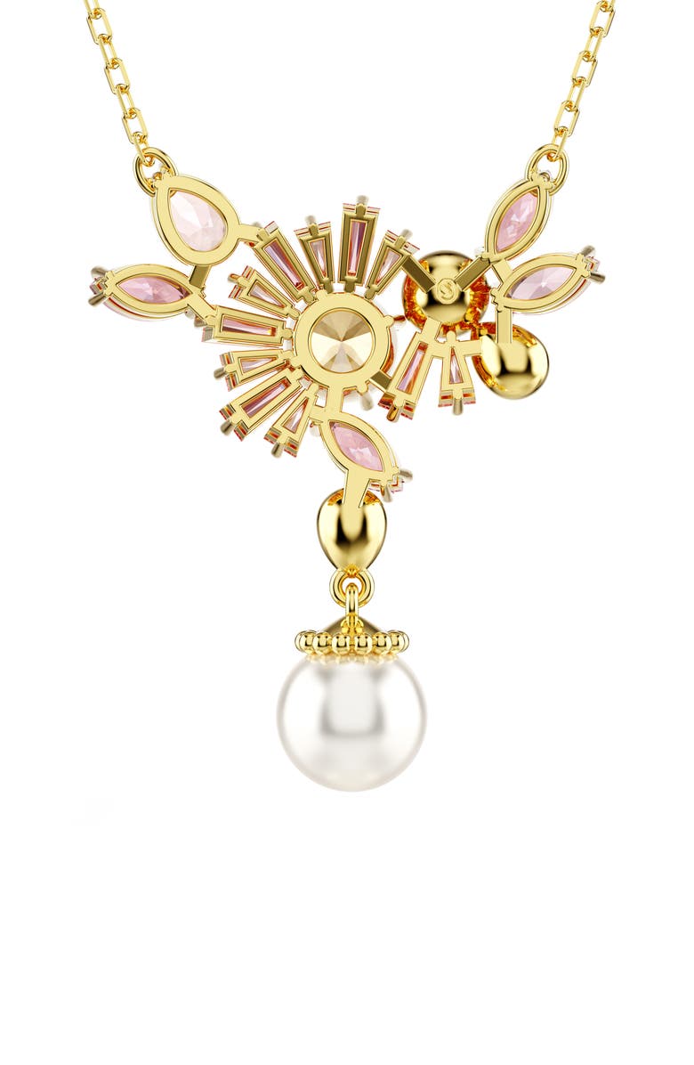 Swarovski Gema Crystal Flower & Imitation Pearl Pendant Necklace, Alternate, color, 