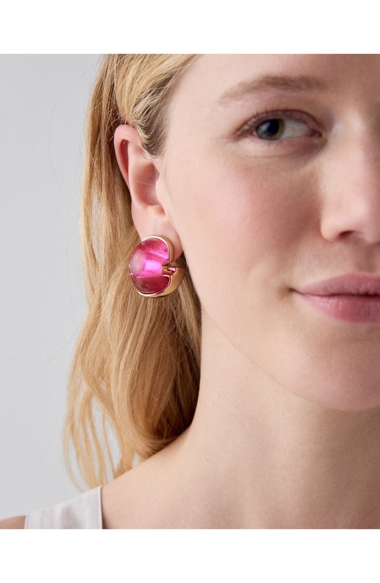 Kate Spade New York glow up chunky huggie hoop earrings, Alternate, color, Pink.