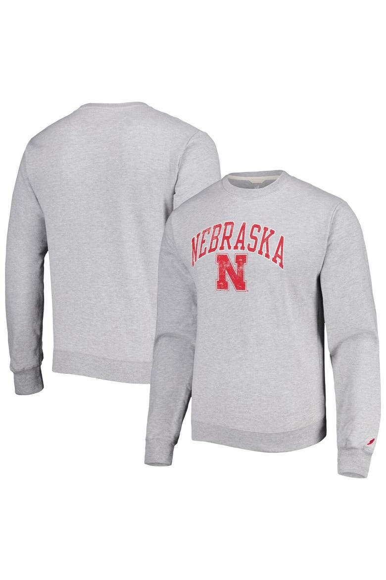Men's League Collegiate Wear Gray Nebraska Huskers 1965 Arch Essential Lightweight Pullover Sweatshirt, Main, color, Gray