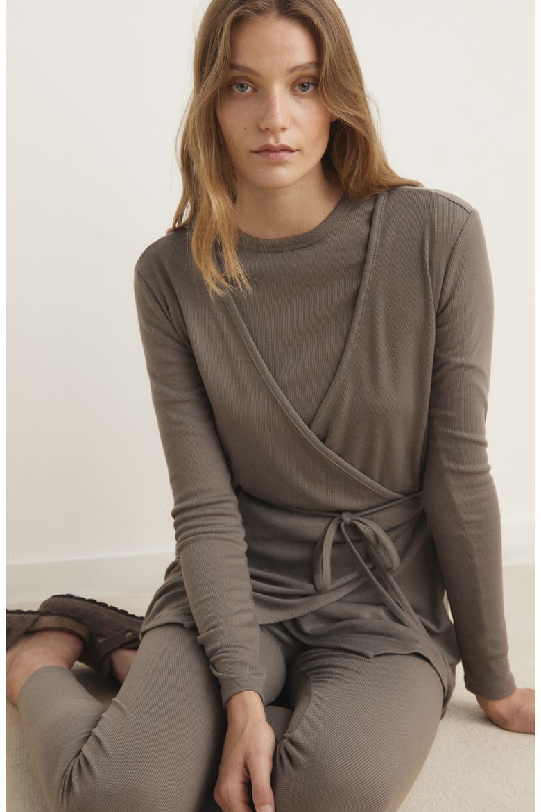 Wrap Rib Cardigan, Alternate, color, MEDIUM BROWN