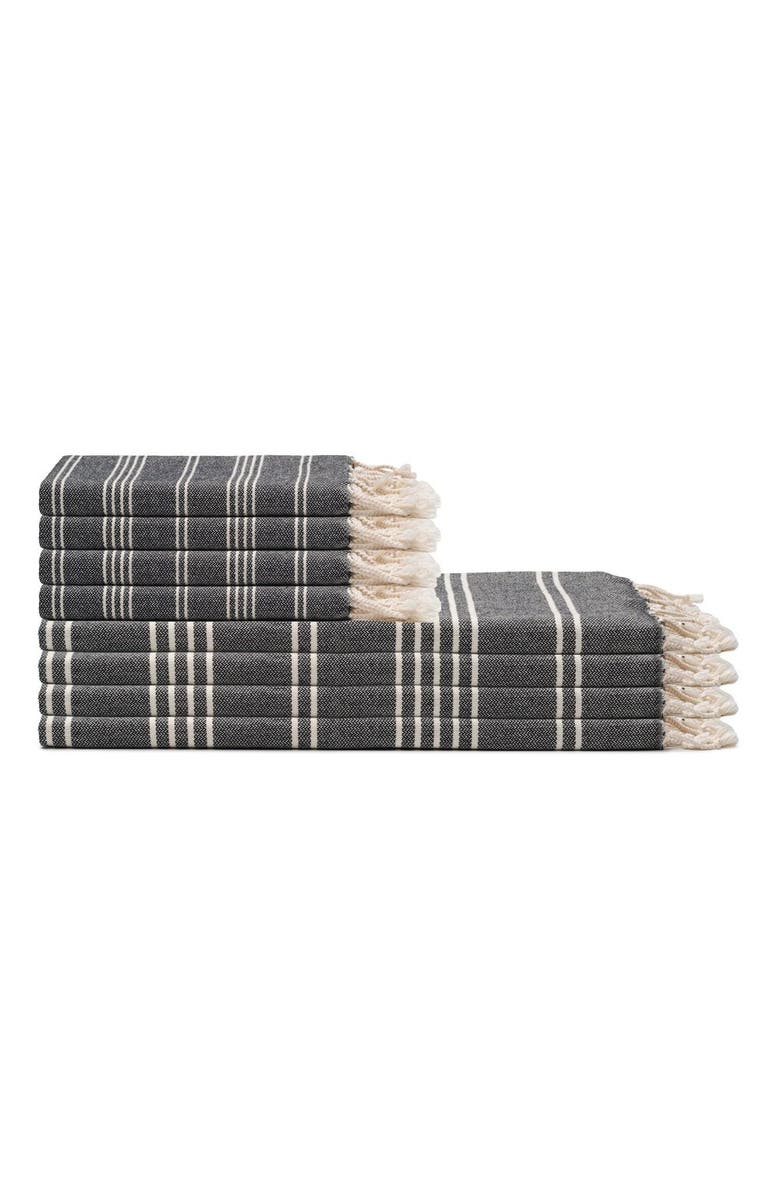 Oliviera Home Essential Stripe Turkish Cotton Towel Bundle, Main, color, Black