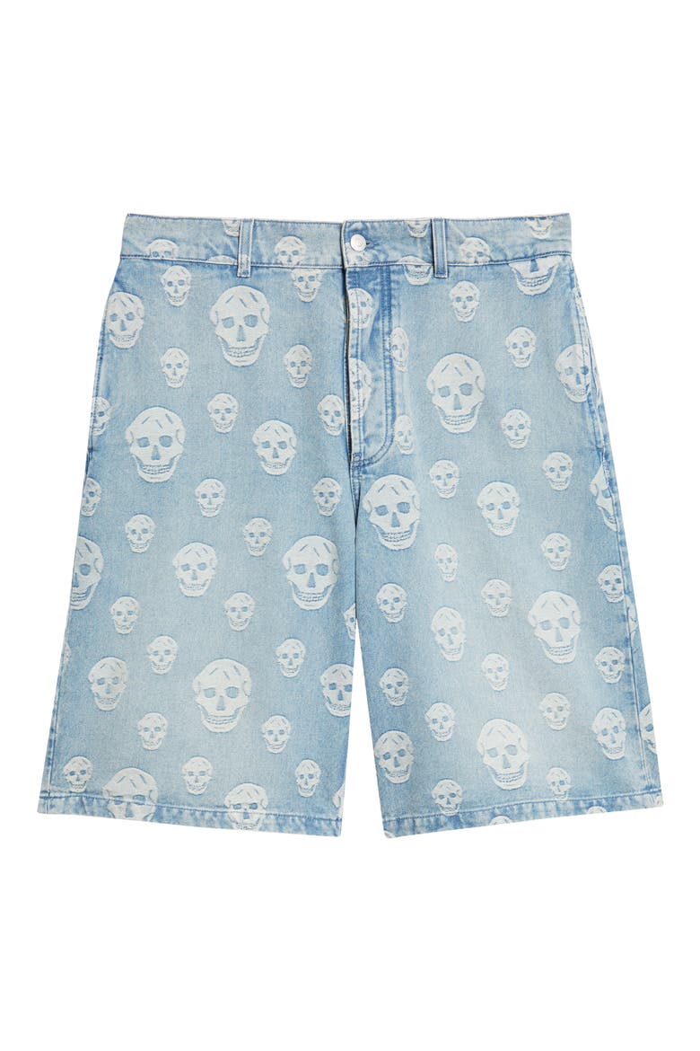Skull Jacquard Denim Sailor Shorts, Alternate, color, SAPPHIRE