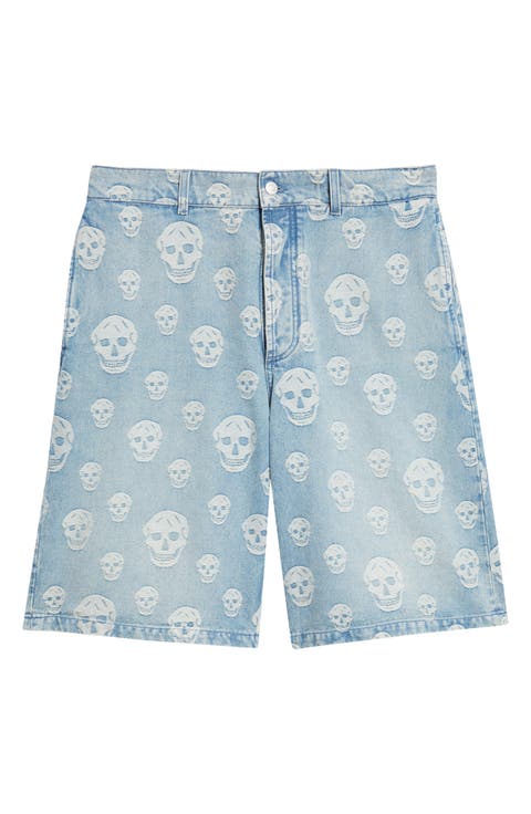 Skull Jacquard Denim Sailor Shorts