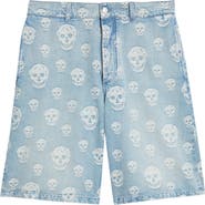 McQueen Skull Jacquard Denim Sailor Shorts