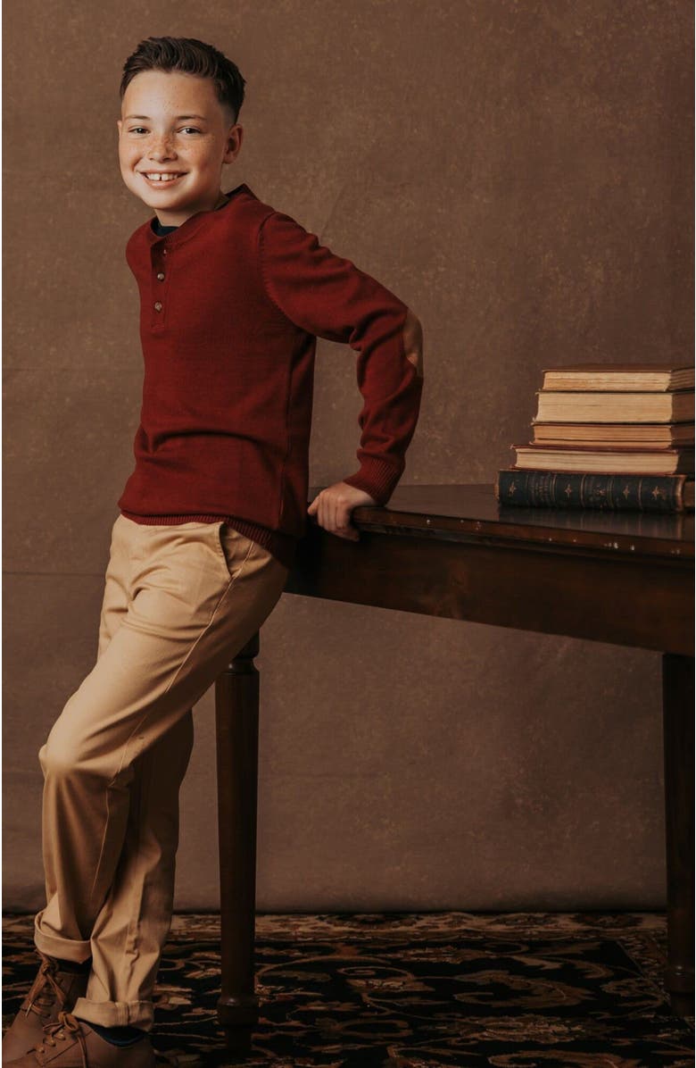 Hope & Henry Boys' Organic Sweater Henley with Elbow Patches, Kids, Alternate, color,