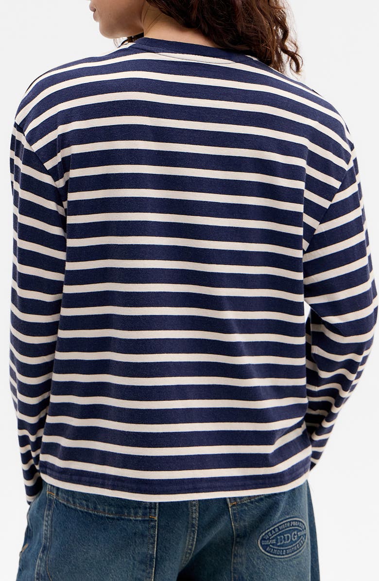 BDG Urban Outfitters Kai Stripe Long Sleeve Cotton Dad T-Shirt, Alternate, color, Blue