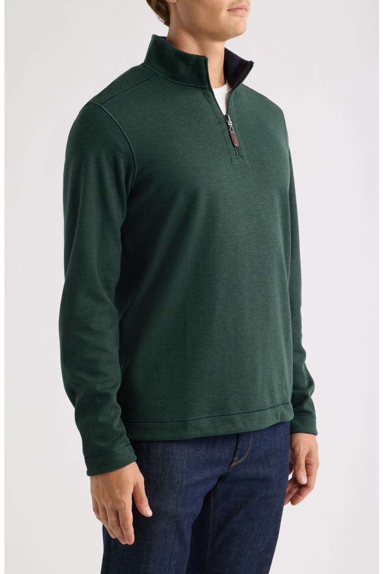 Icon Reversible Cotton Blend Piqué Quarter Zip Pullover, Alternate, color, FOREST/ NAVY