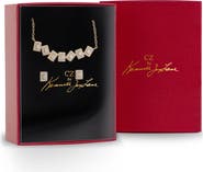 CZ by Kenneth Jay Lane Pavé Cubic Zirconia Scatter Bar Pendant Necklace & Stud Earrings Set