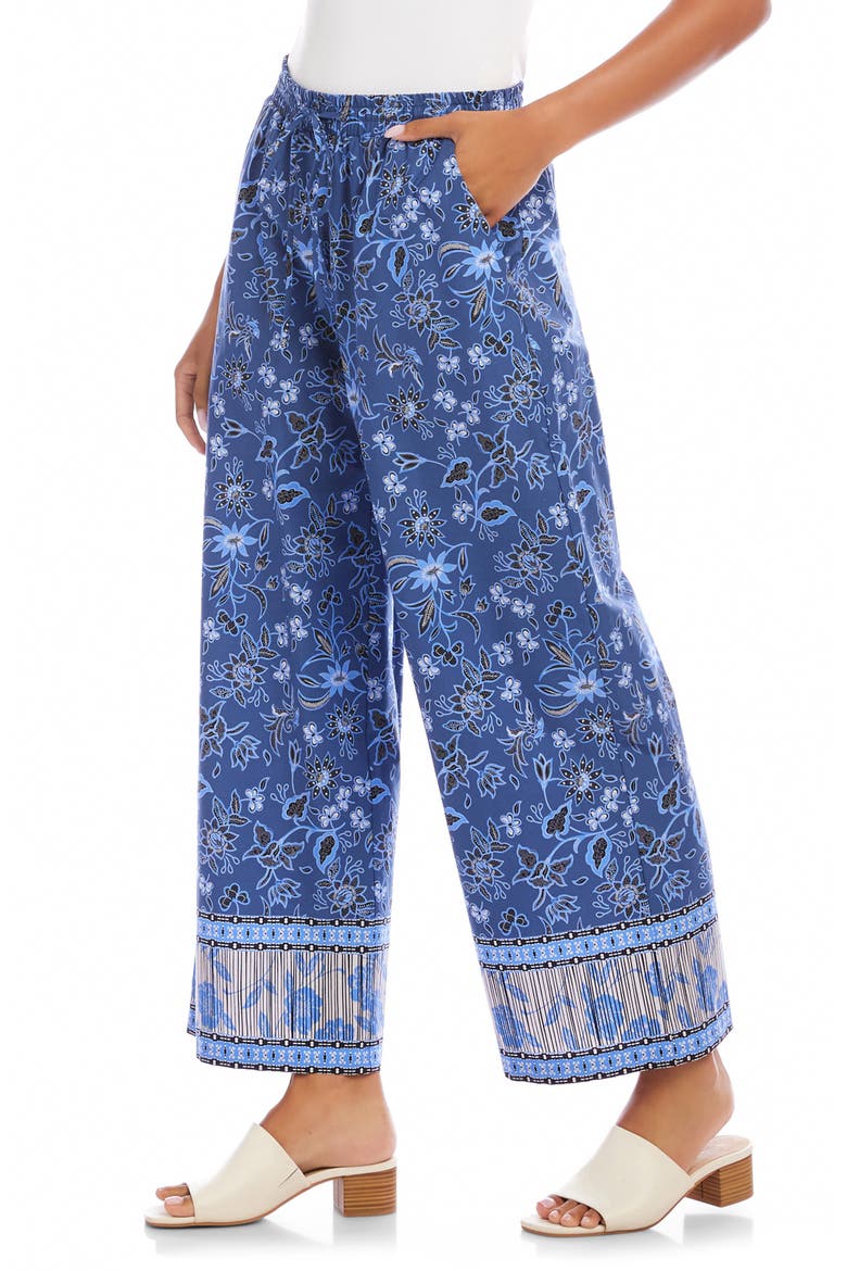 Crop Cotton Drawstring Pants, Alternate, color, BLUE