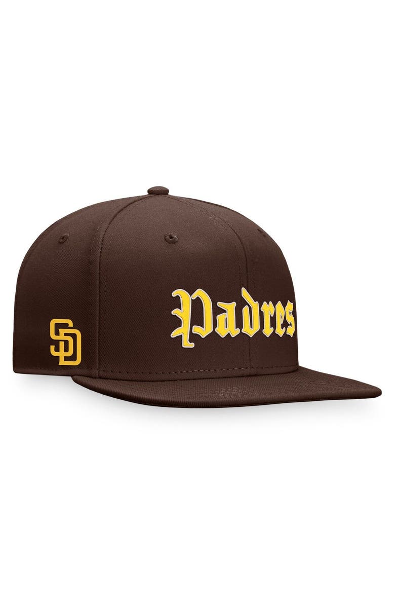 FANATICS Men's Fanatics Branded Brown San Diego Padres Gothic Script Fitted Hat, Main, color, 