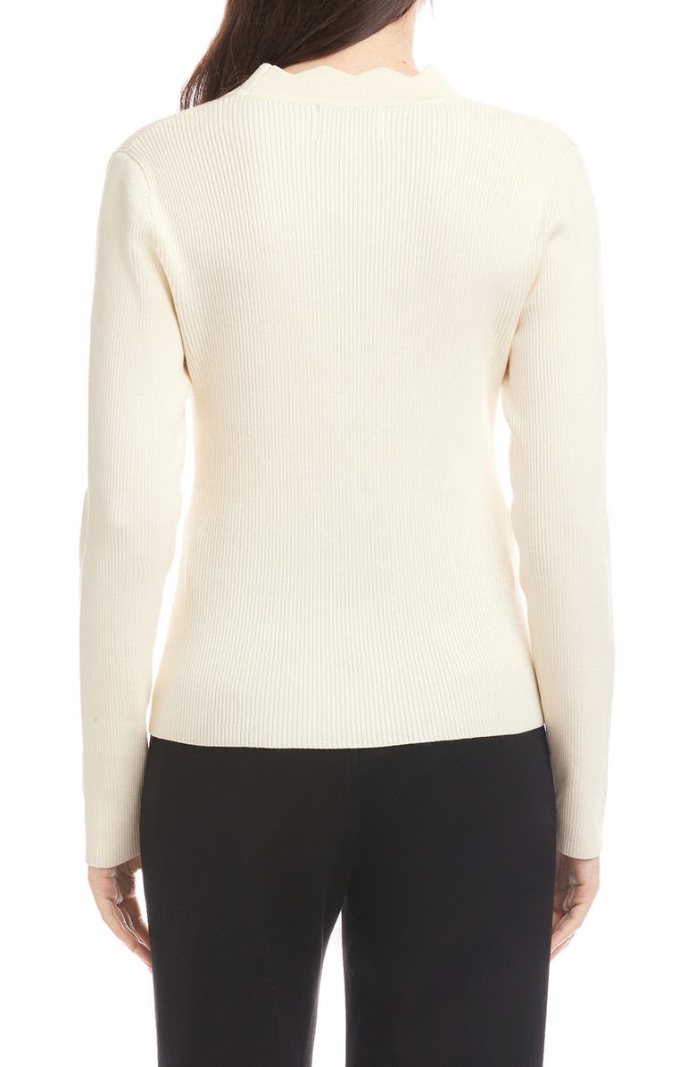 FIFTEEN TWENTY Bliss Scallop Edge Rib Cardigan, Alternate, color, Cream