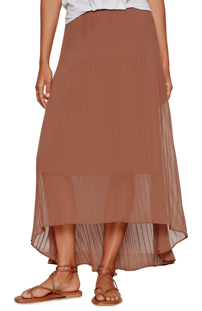 Sanctuary Meant to Be Pleated Midi Skirt, Main, color, Mud Bath Brown
