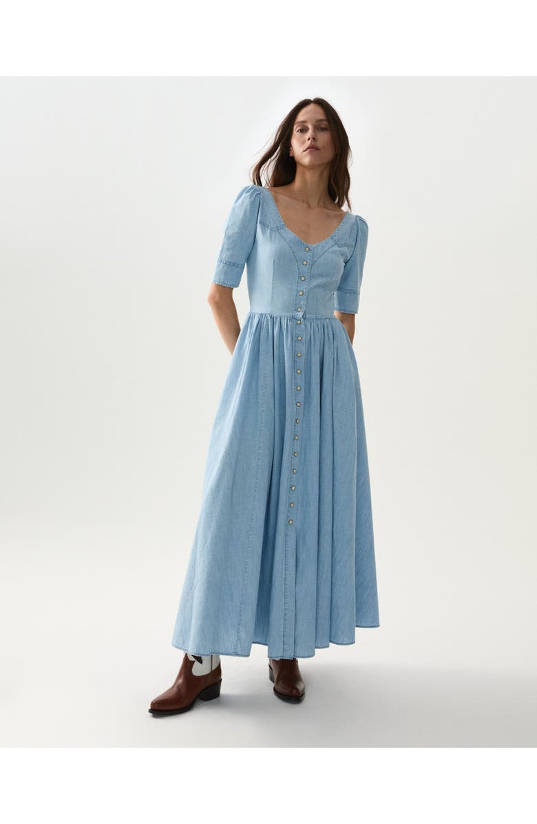 Fortela Chambray Dress, Alternate, color, Bleach Wash
