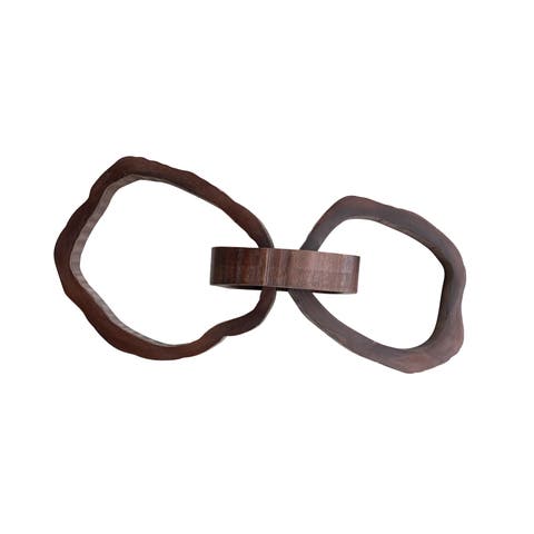 22 Inches Oversized Acacia Wood Chain Decor with 3 Links