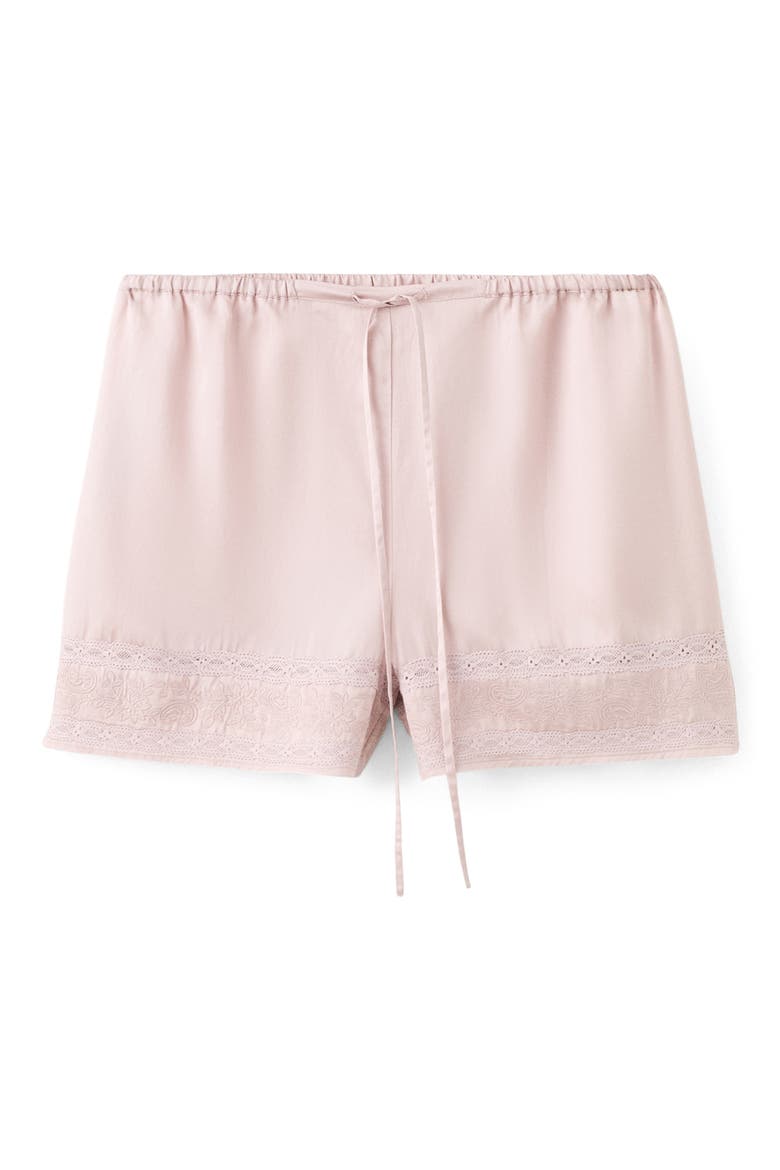 Lace Detail Short Pajama Bottoms, Alternate, color, PALE PINK