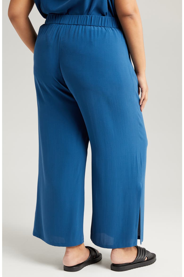 Wide Leg Slit Hem Ankle Pants, Alternate, color, ATLANTIS